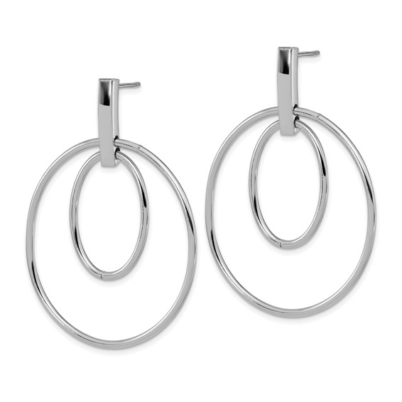 14k White Gold Polished Ovals Dangle Post Earrings