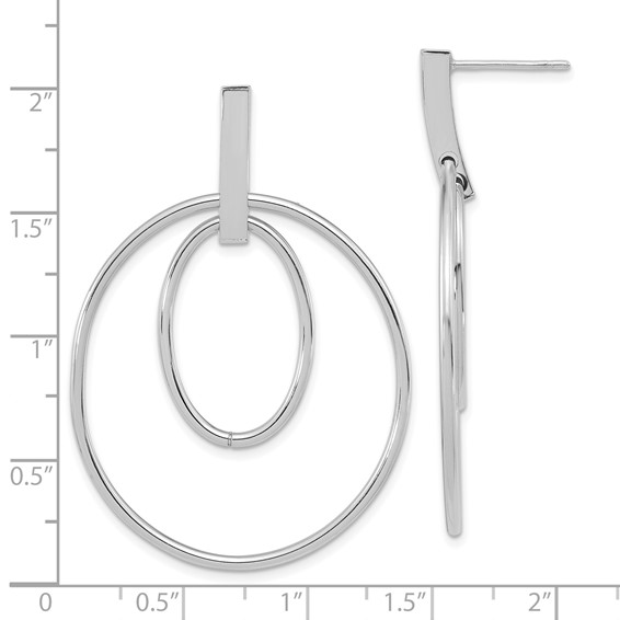 14k White Gold Polished Ovals Dangle Post Earrings