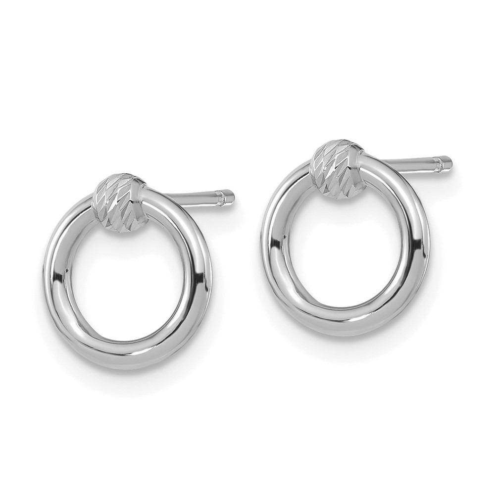 14k White Gold Polished D/C Circle Post Earrings (TF1984W)