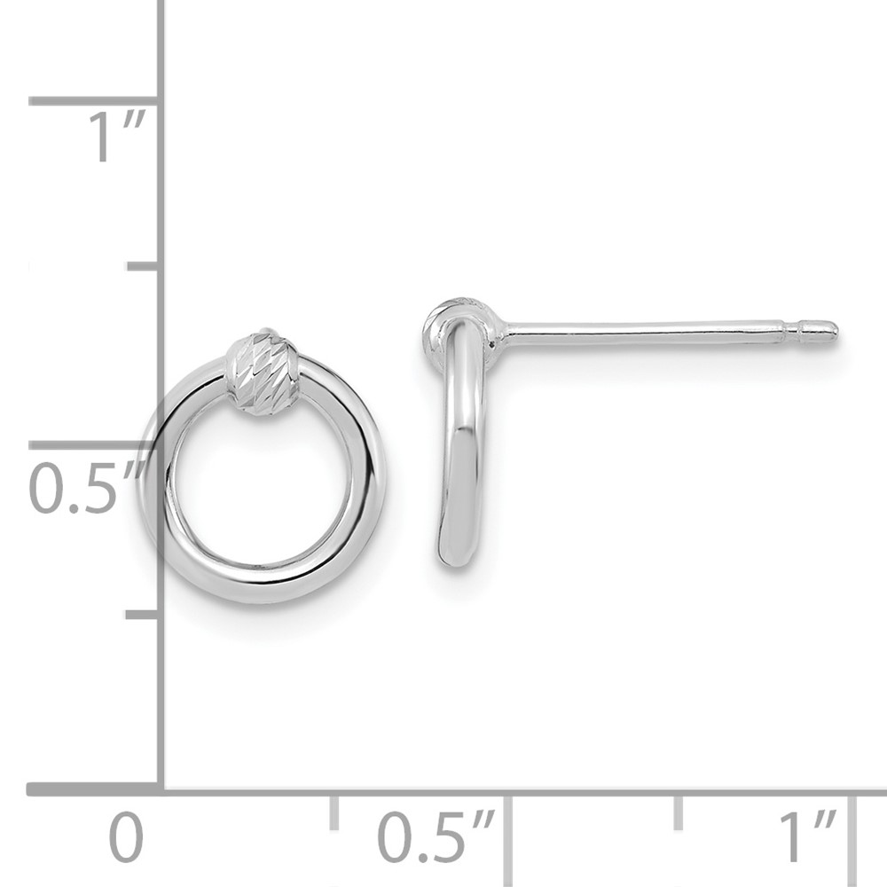 14k White Gold Polished D/C Circle Post Earrings (TF1984W)
