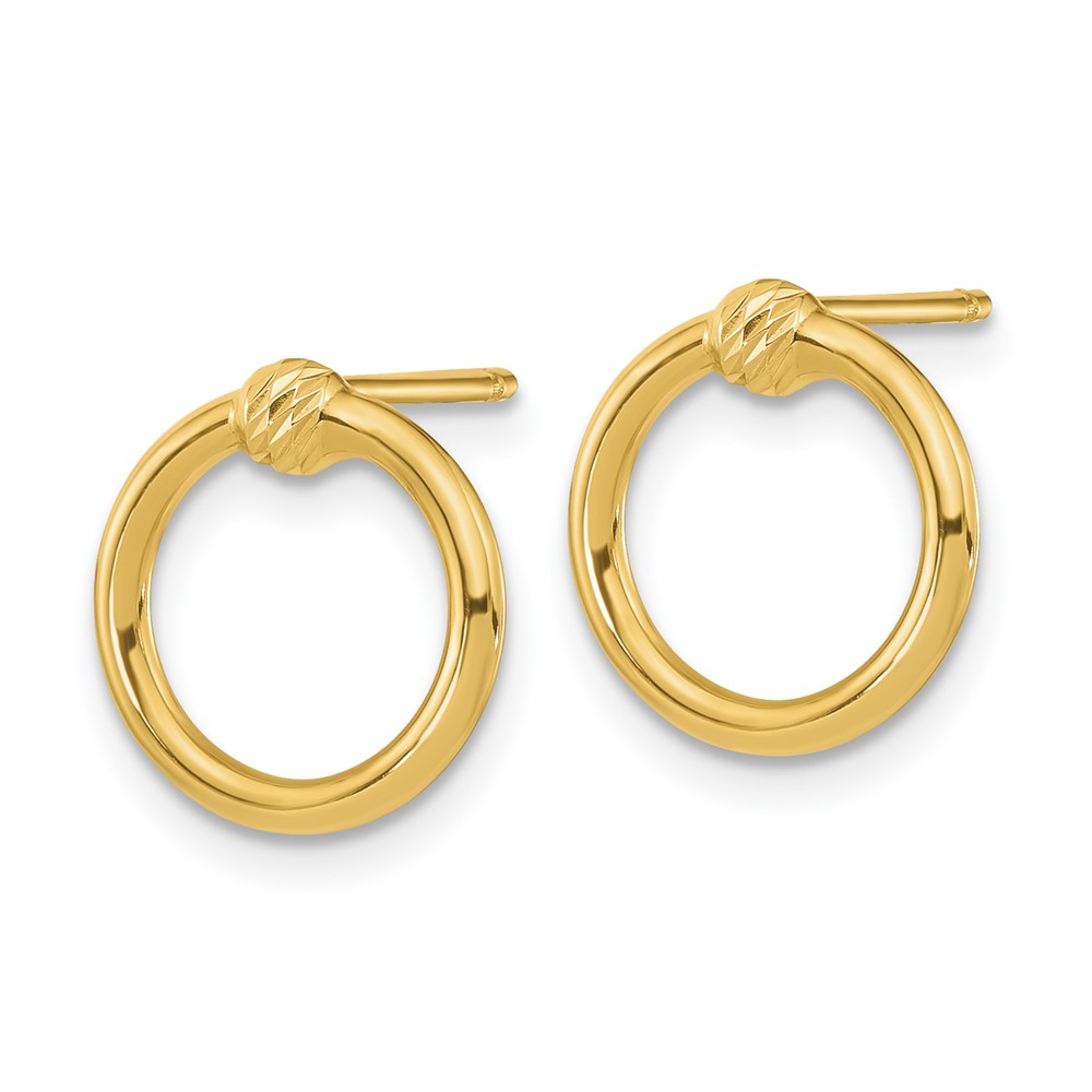 14K Polished & D/C Circle Post Earrings (TF1986)