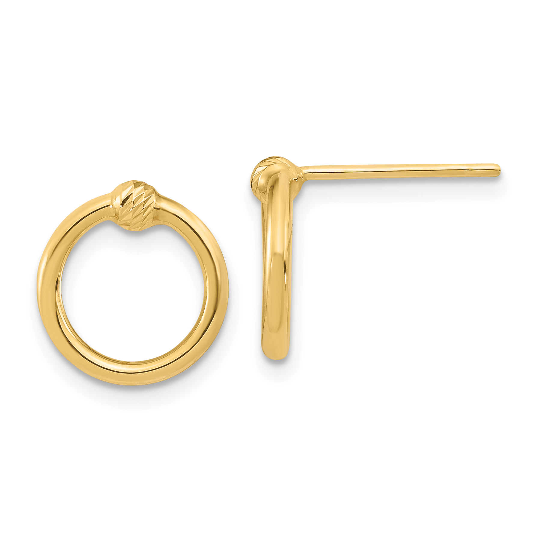 14K Polished & D/C Circle Post Earrings (TF1986)