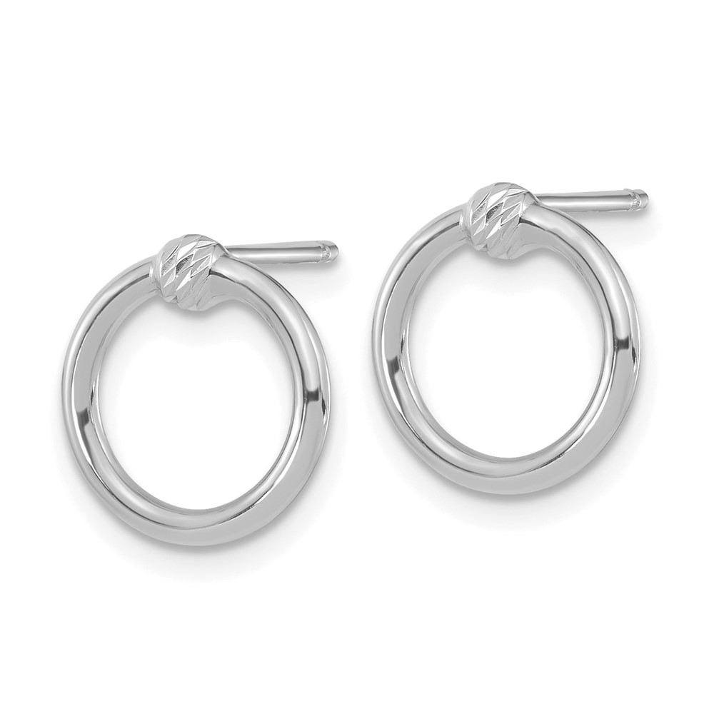 14k White Gold Polished & D/C Circle Post Earrings (TF1986W)