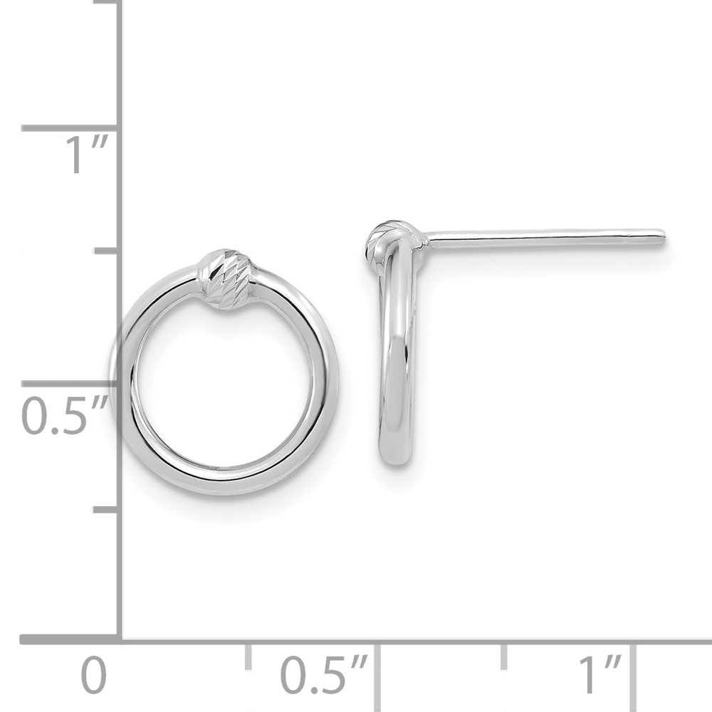 14k White Gold Polished & D/C Circle Post Earrings (TF1986W)