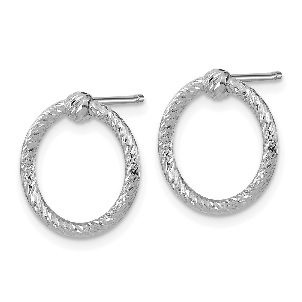 14k White Gold Polished & D/C Twisted Circle Post Earrings (TF1989W)