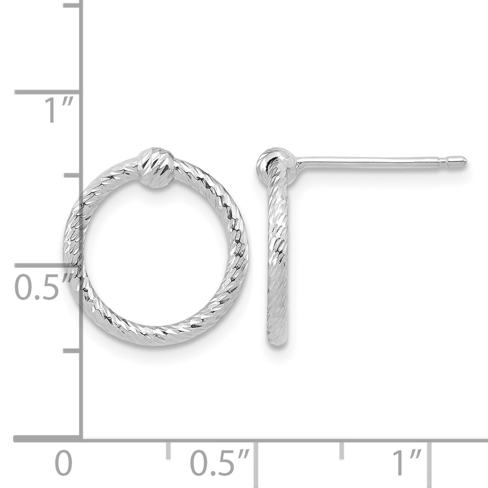 14k White Gold Polished & D/C Twisted Circle Post Earrings (TF1989W)