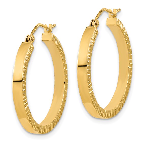 Gold Polished and D/C Square Tube Hoop Earrings
