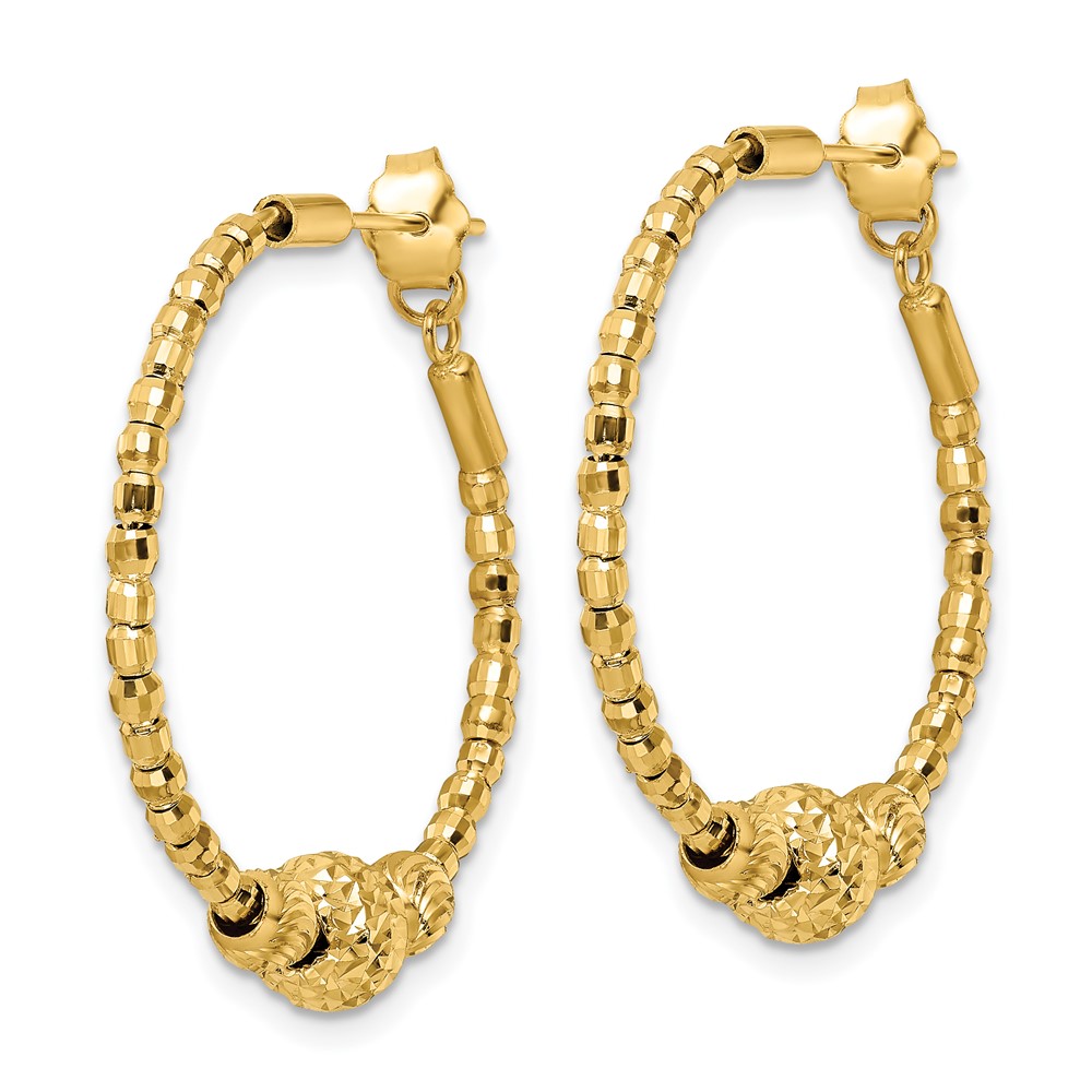 14K Diamond-cut Hoop Beaded Earrings (TF2008)