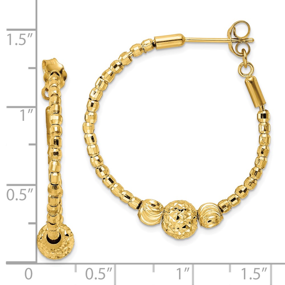 14K Diamond-cut Hoop Beaded Earrings (TF2008)