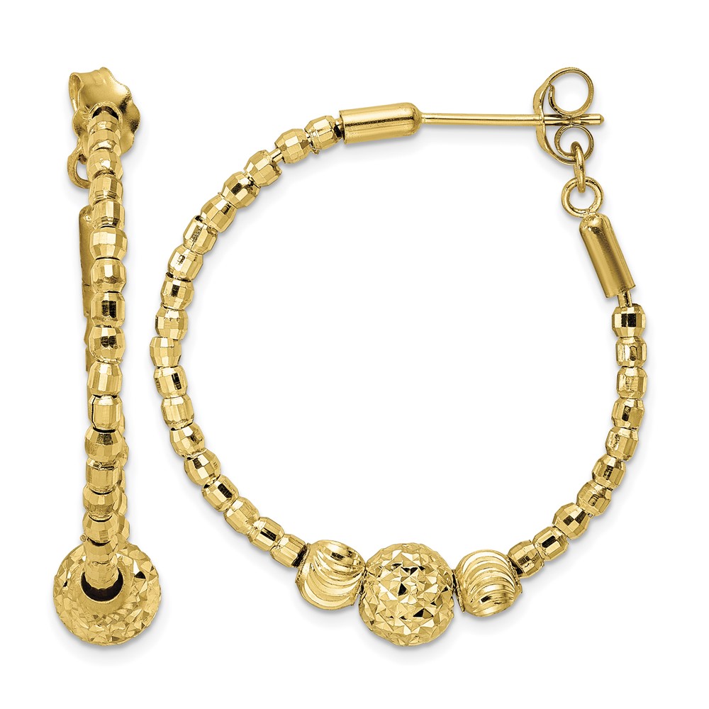14K Diamond-cut Hoop Beaded Earrings (TF2008)