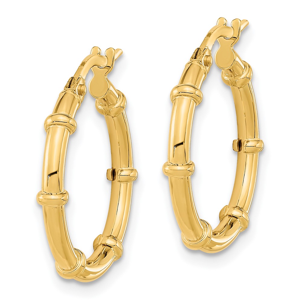 14K Polished and Fancy Hoop Earrings (TF2009)