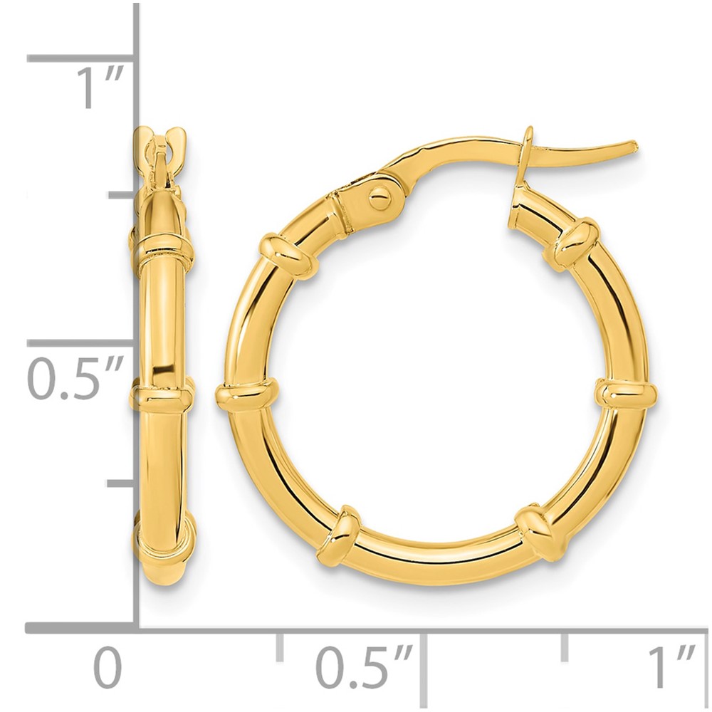 14K Polished and Fancy Hoop Earrings (TF2009)