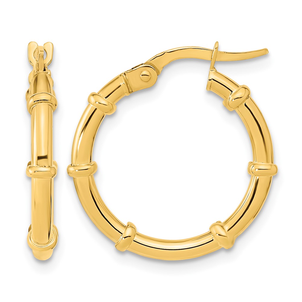 14K Polished and Fancy Hoop Earrings (TF2009)