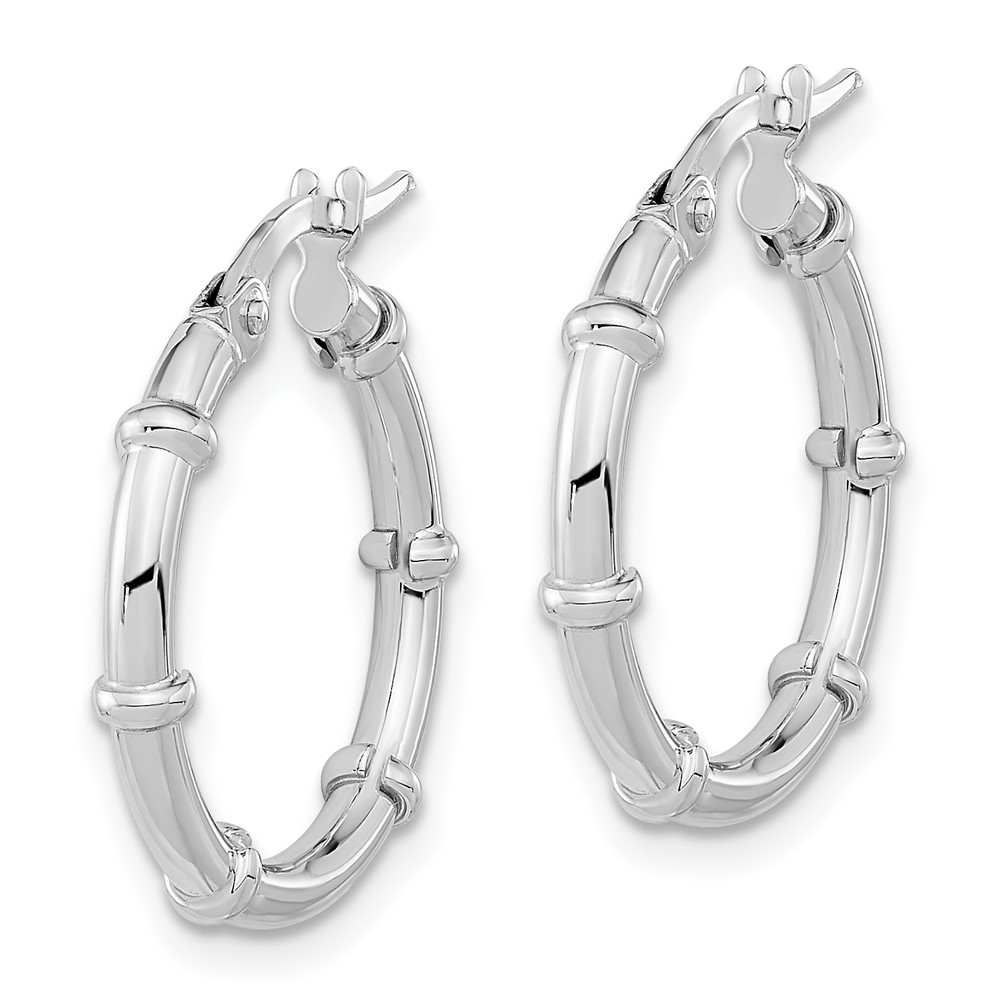 14K White Polished Fancy Hoop Earrings (TF2009W)