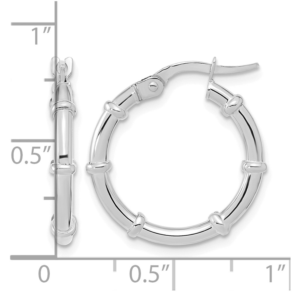 14K White Polished Fancy Hoop Earrings (TF2009W)