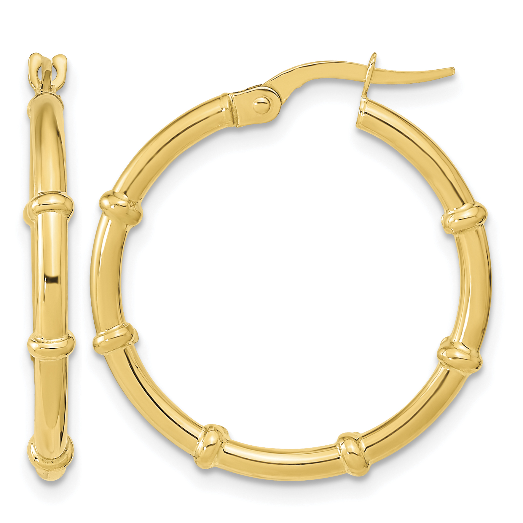 14K Polished and Fancy Hoop Earrings (TF2010)