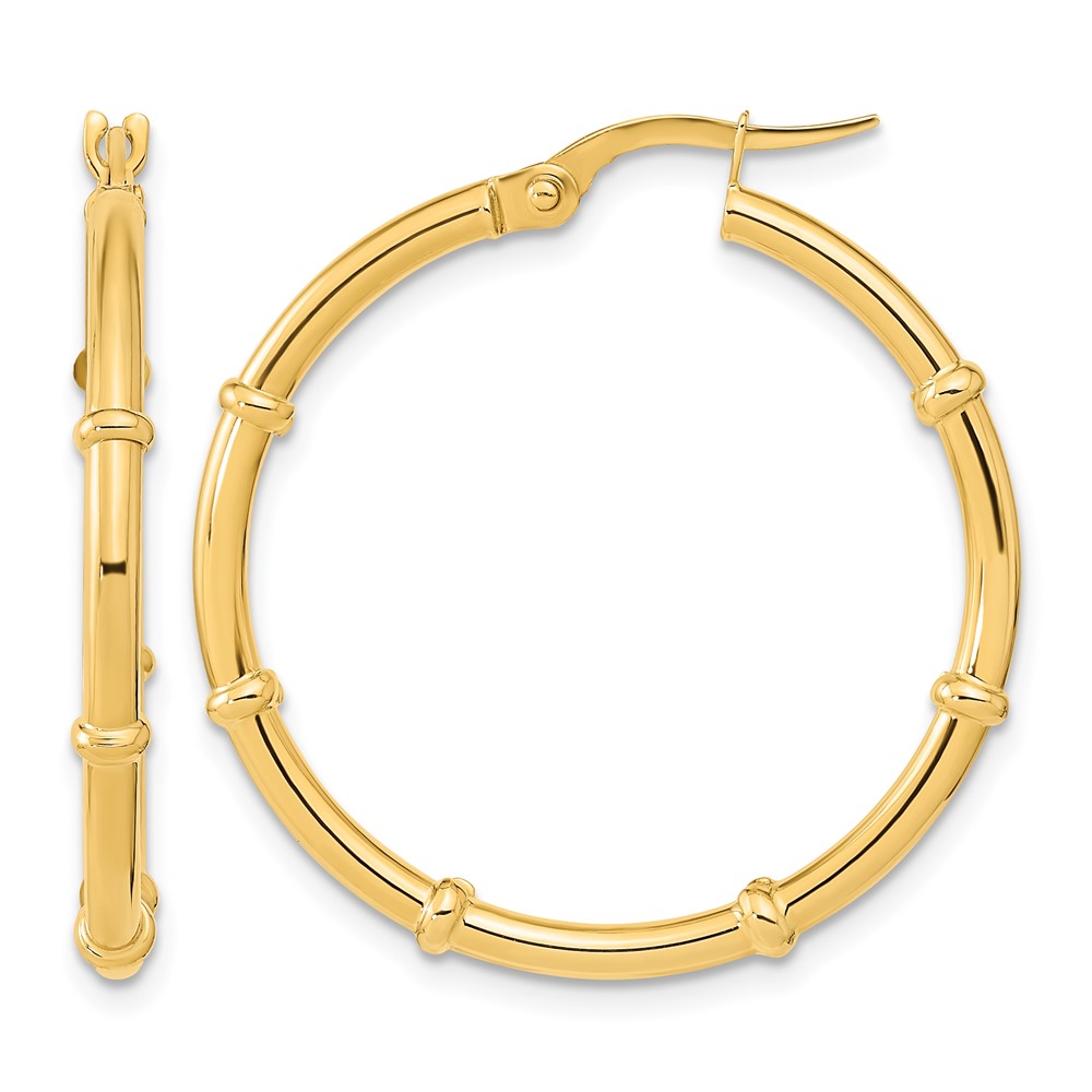 14K Polished and Fancy Hoop Earrings (TF2011)