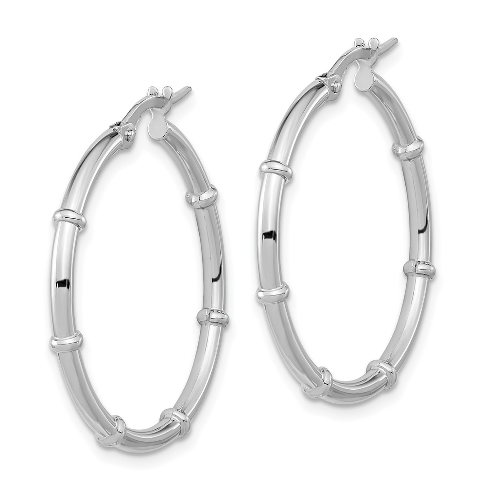 14K White Polished Fancy Hoop Earrings (TF2011W)