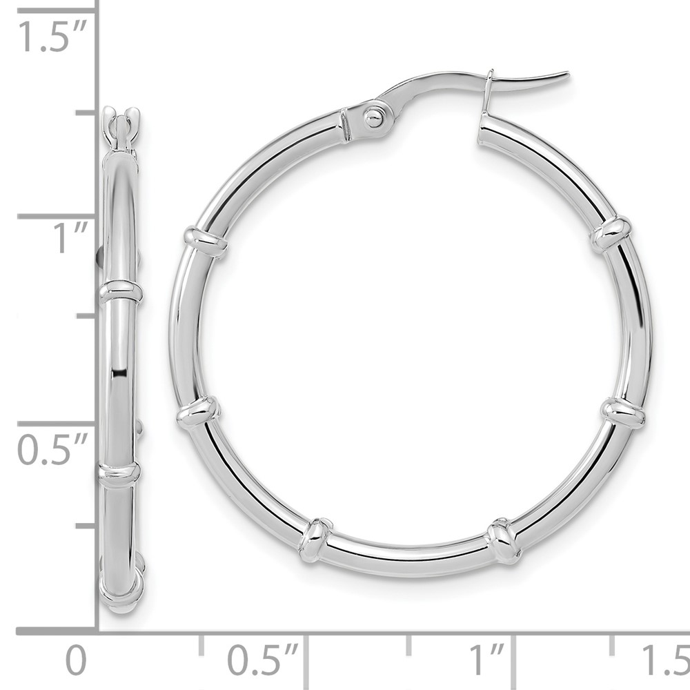 14K White Polished Fancy Hoop Earrings (TF2011W)