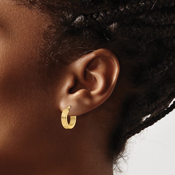 4mm Gold Textured Hoop Earrings