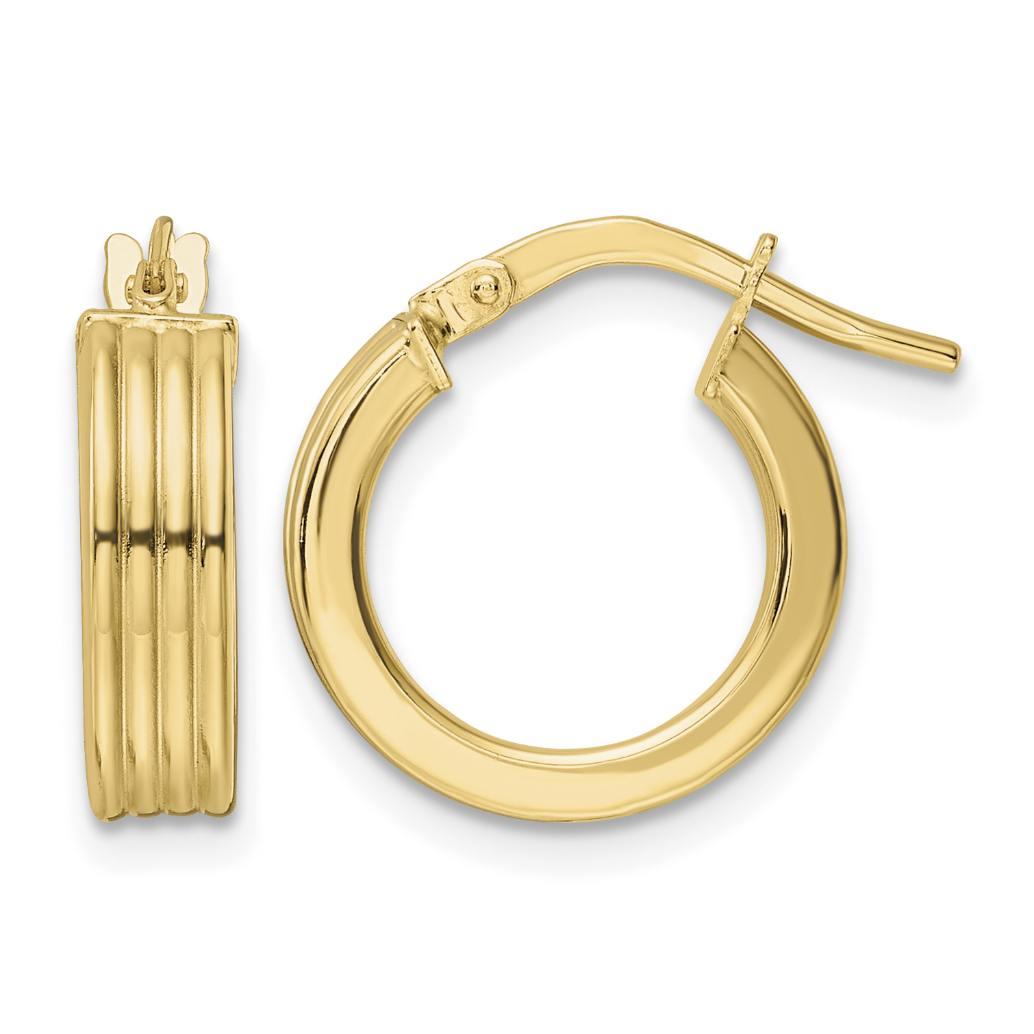 14K Polished Textured  Hoop Earrings (TF2024)