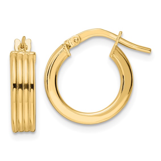 4mm Gold Textured Hoop Earrings