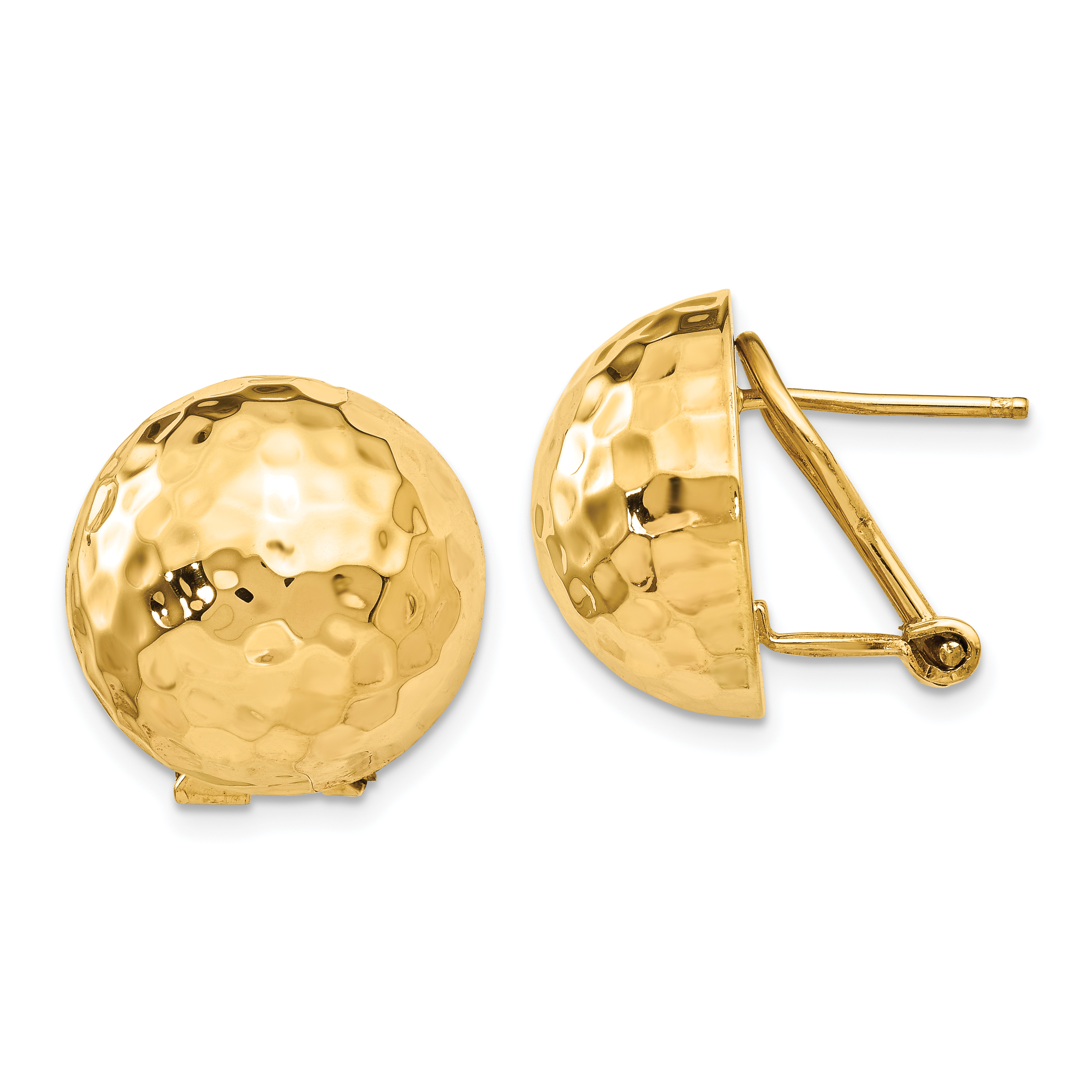 14k Hammered Omega Back Post Earrings (TF203)