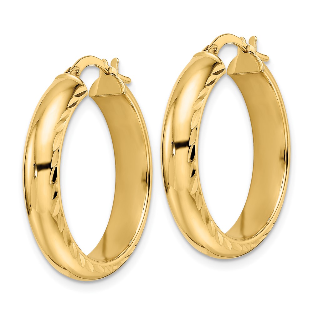 14K Polished & D/C Hoop Earrings (TF2042)