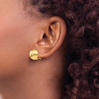 14K 12mm Yellow Gold Hammered Half Ball Omega Back Post Earrings view 3