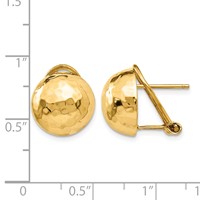 14K 12mm Yellow Gold Hammered Half Ball Omega Back Post Earrings view 4