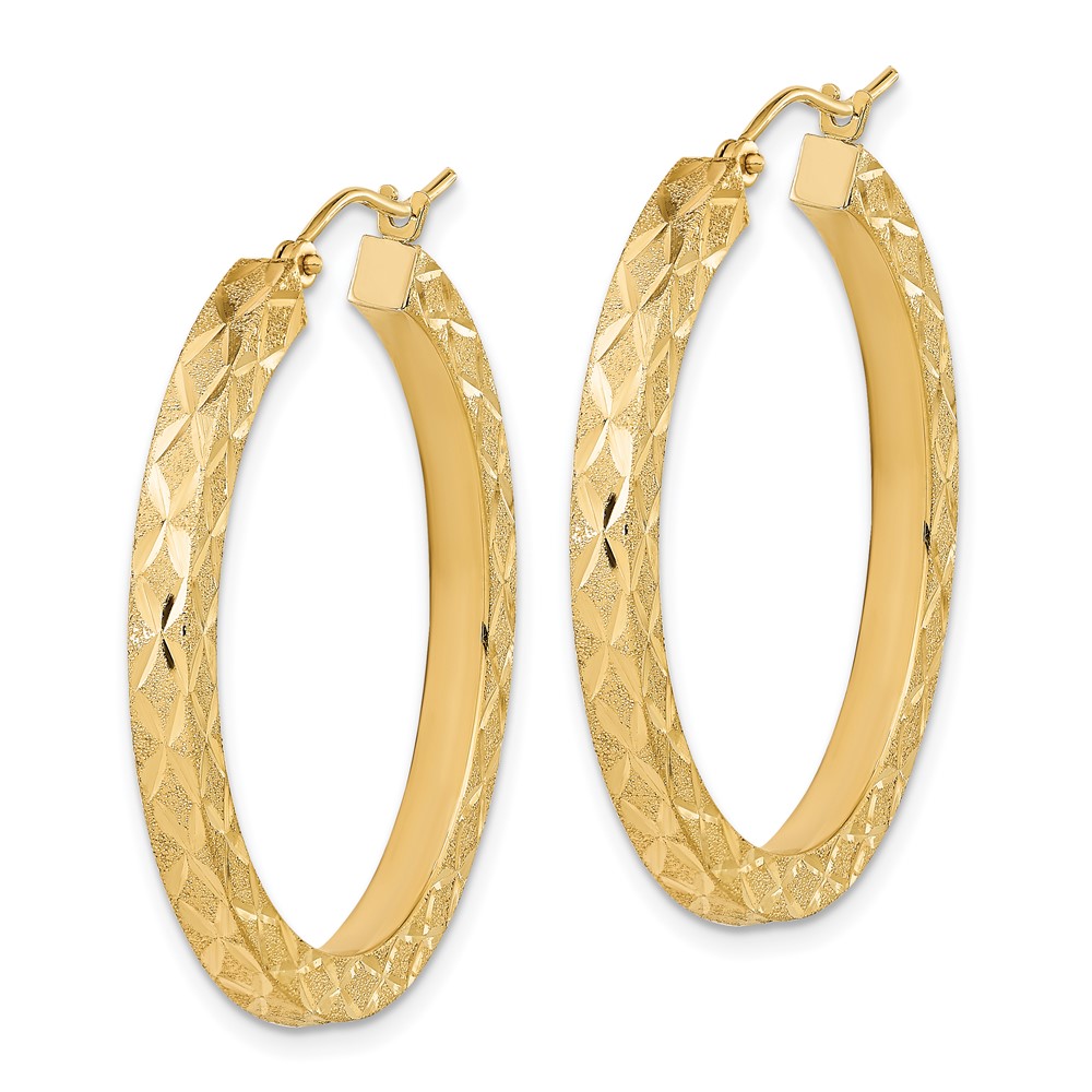 14K Satin Diamond-cut Hoop Earrings (TF2051)