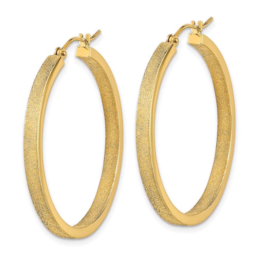 14K Polished and Brushed Hoop Earrings (TF2053)