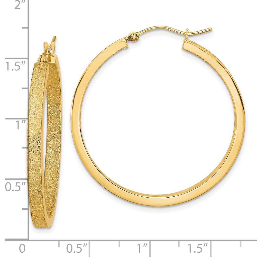 14K Polished and Brushed Hoop Earrings (TF2053)