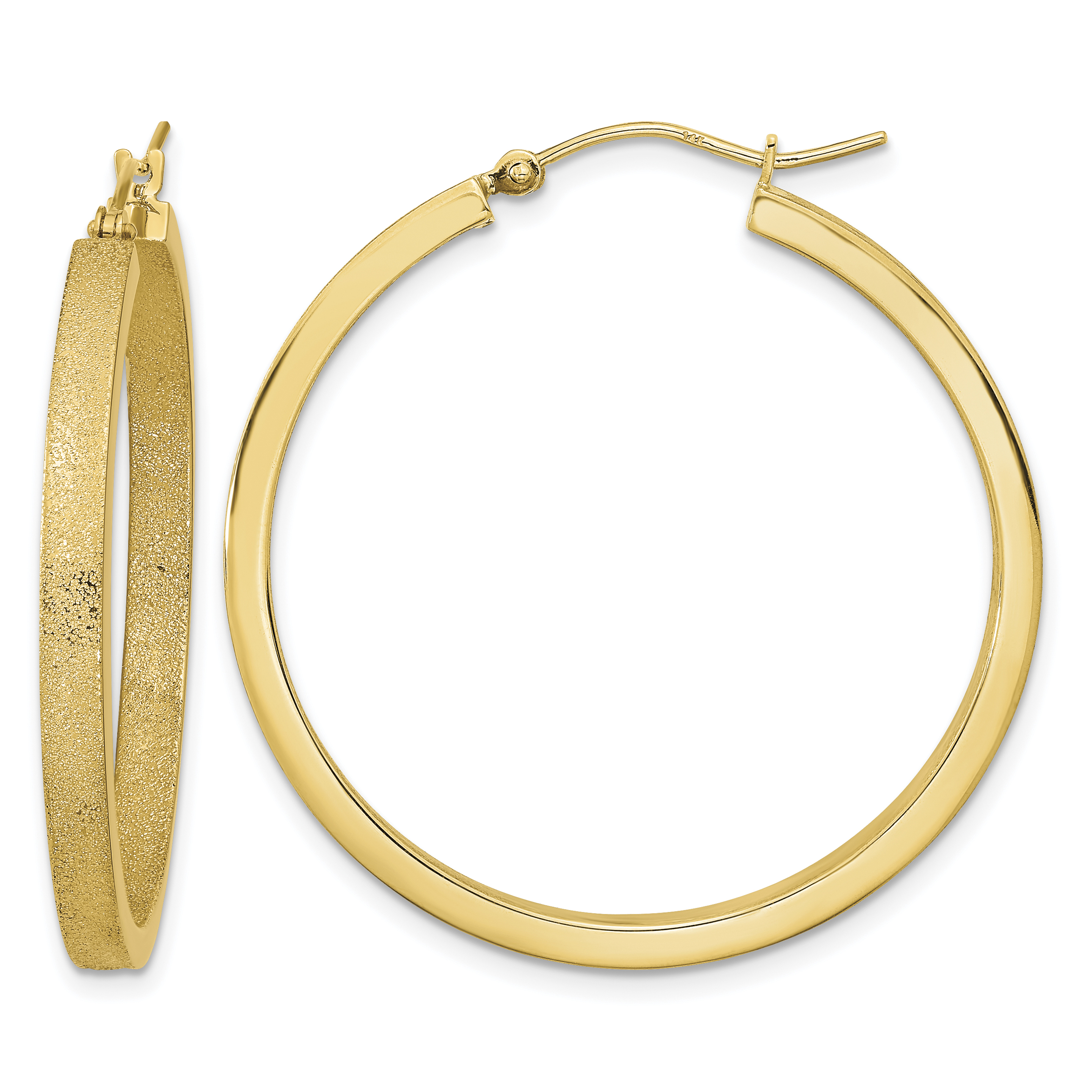 14K Polished and Brushed Hoop Earrings (TF2053)