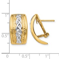 14K and White Rhodium 11.5x 20mm Polished Braided Omega Back Post Earrings view 4