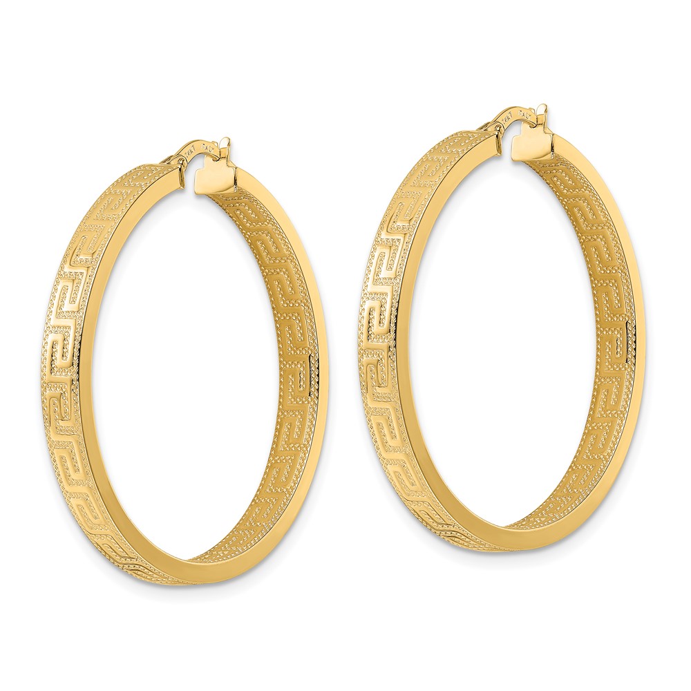 14K Greek Key Hoop Earrings (TF2070)
