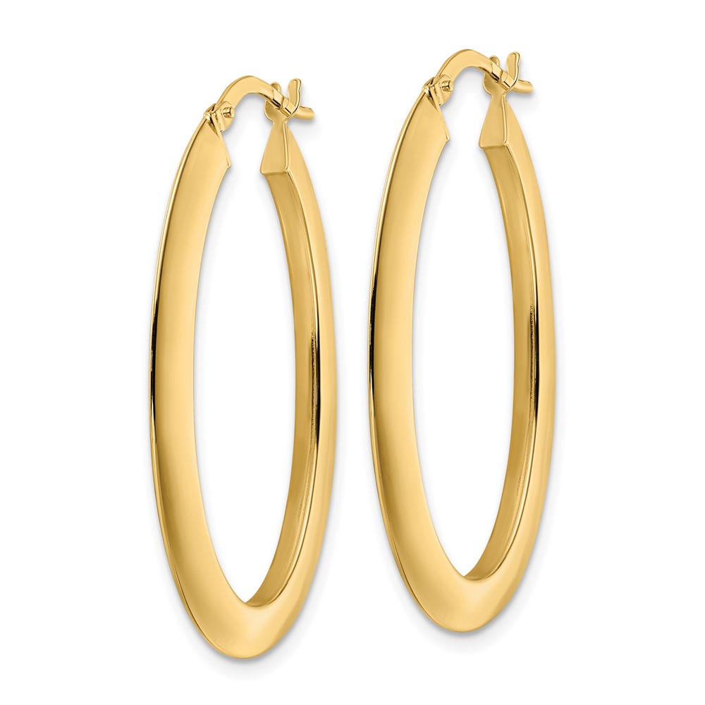 14K  Polished Oval  Hoop Earrings (TF2081)