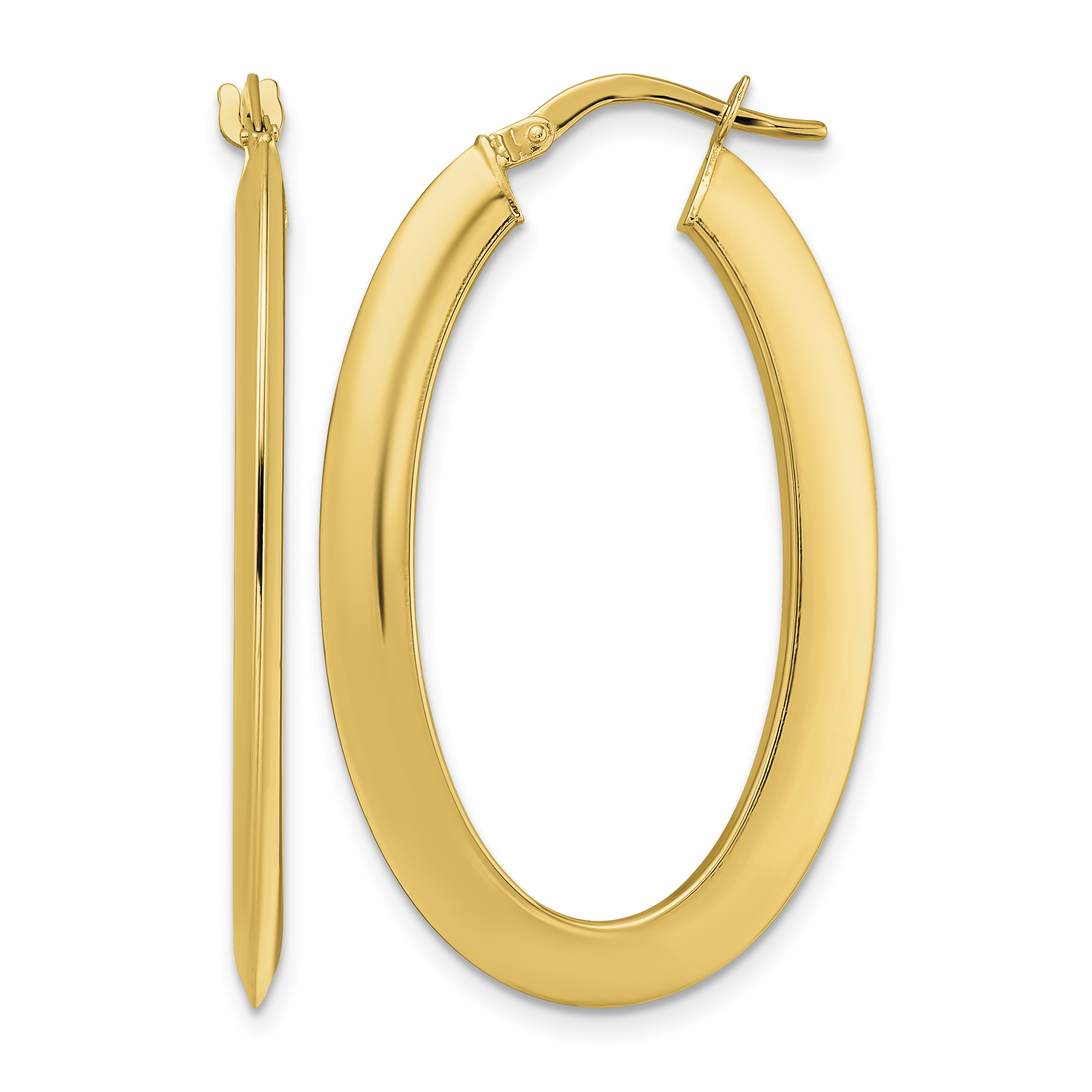 14K  Polished Oval  Hoop Earrings (TF2081)