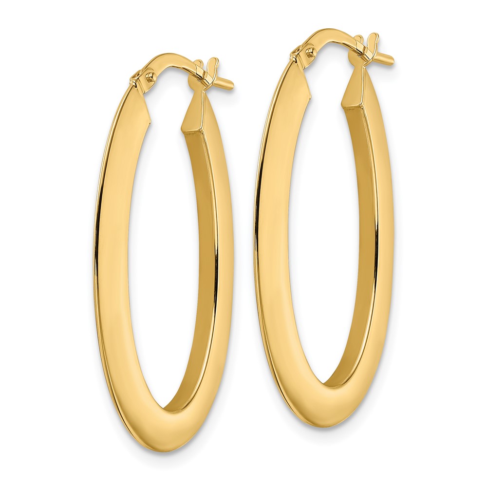 14K  Polished Oval Hoop Earrings (TF2082)