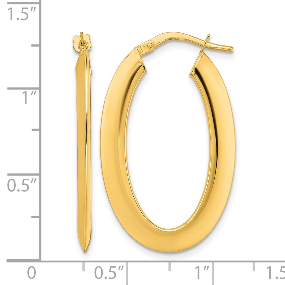 14K  Polished Oval Hoop Earrings (TF2082)