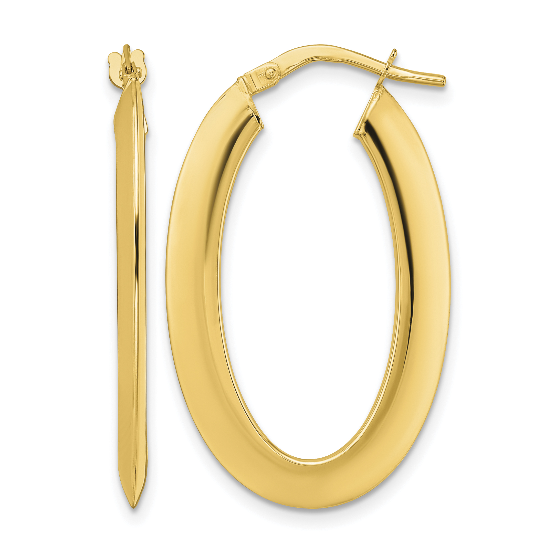 14K  Polished Oval Hoop Earrings (TF2082)