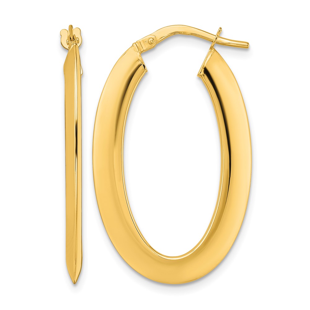 14K  Polished Oval Hoop Earrings (TF2082)