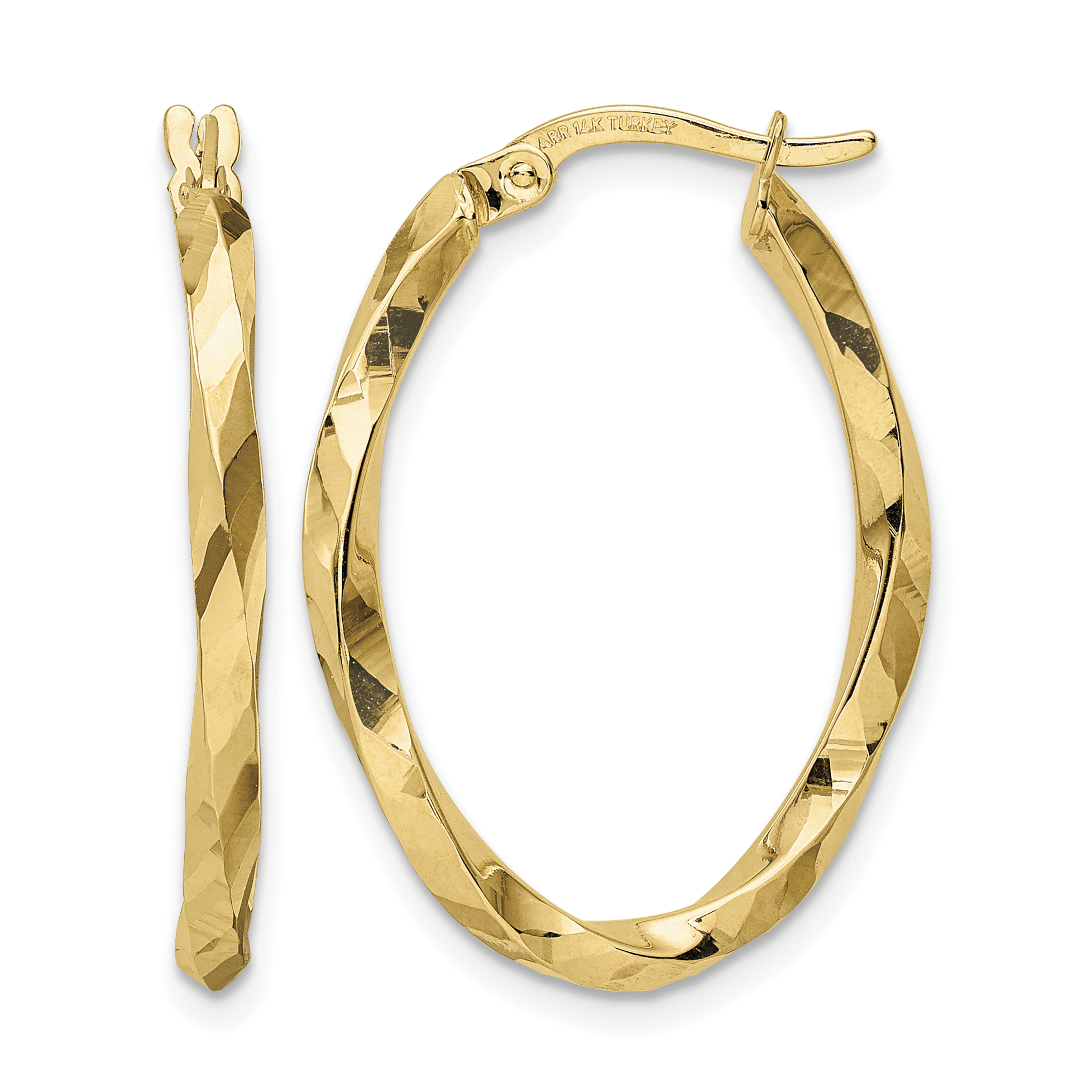 14k Twisted 2.5x20x29mm Oval Hoop Earrings (TF2086)