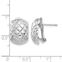 14K White Gold 12x 17mm Polished Crisscross Omega Back Post Earrings view 4