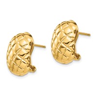 14K Yellow Gold 12x17mm Polished Crisscross Omega Back Post Earrings view 2