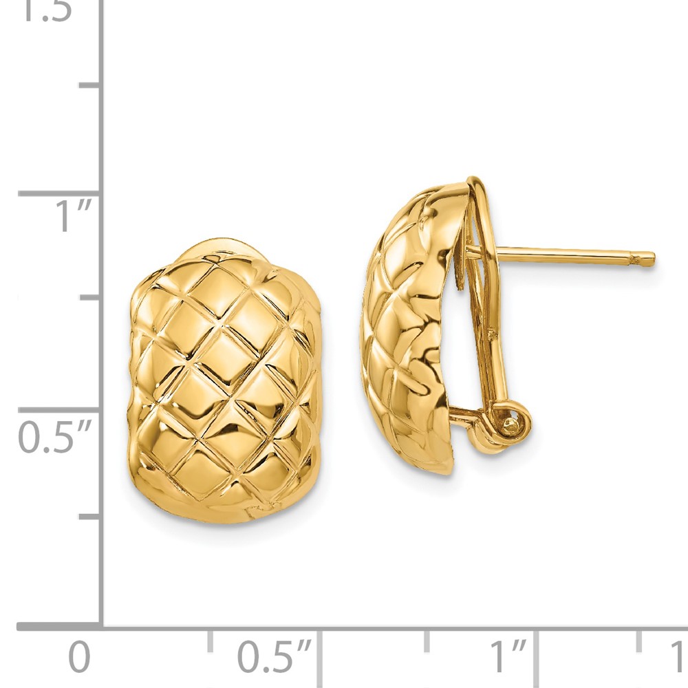 14k Polished Quilted Omega Back Post Earrings (TF211)