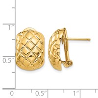 14K Yellow Gold 12x17mm Polished Crisscross Omega Back Post Earrings view 4