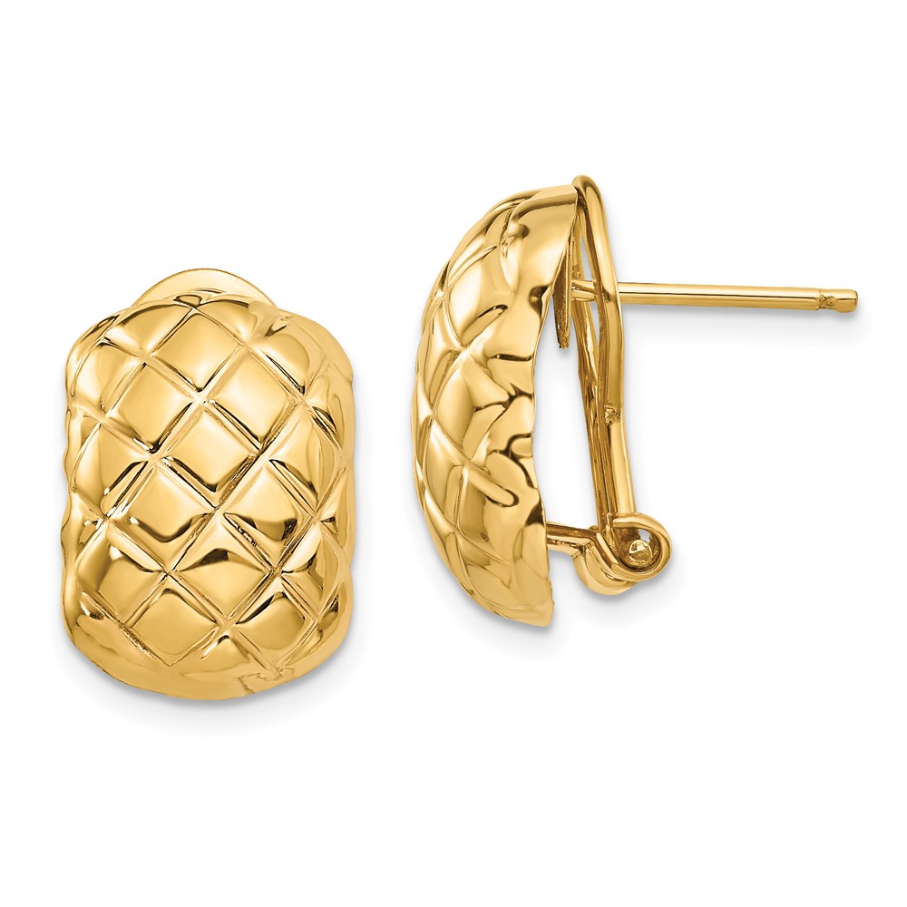 14k Polished Quilted Omega Back Post Earrings (TF211)
