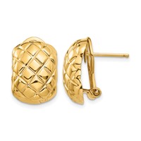14K Yellow Gold 12x17mm Polished Crisscross Omega Back Post Earrings view 1