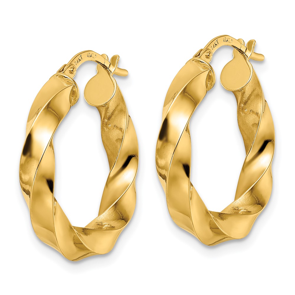 14K  Polished Twisted Hoop Earrings (TF2114)